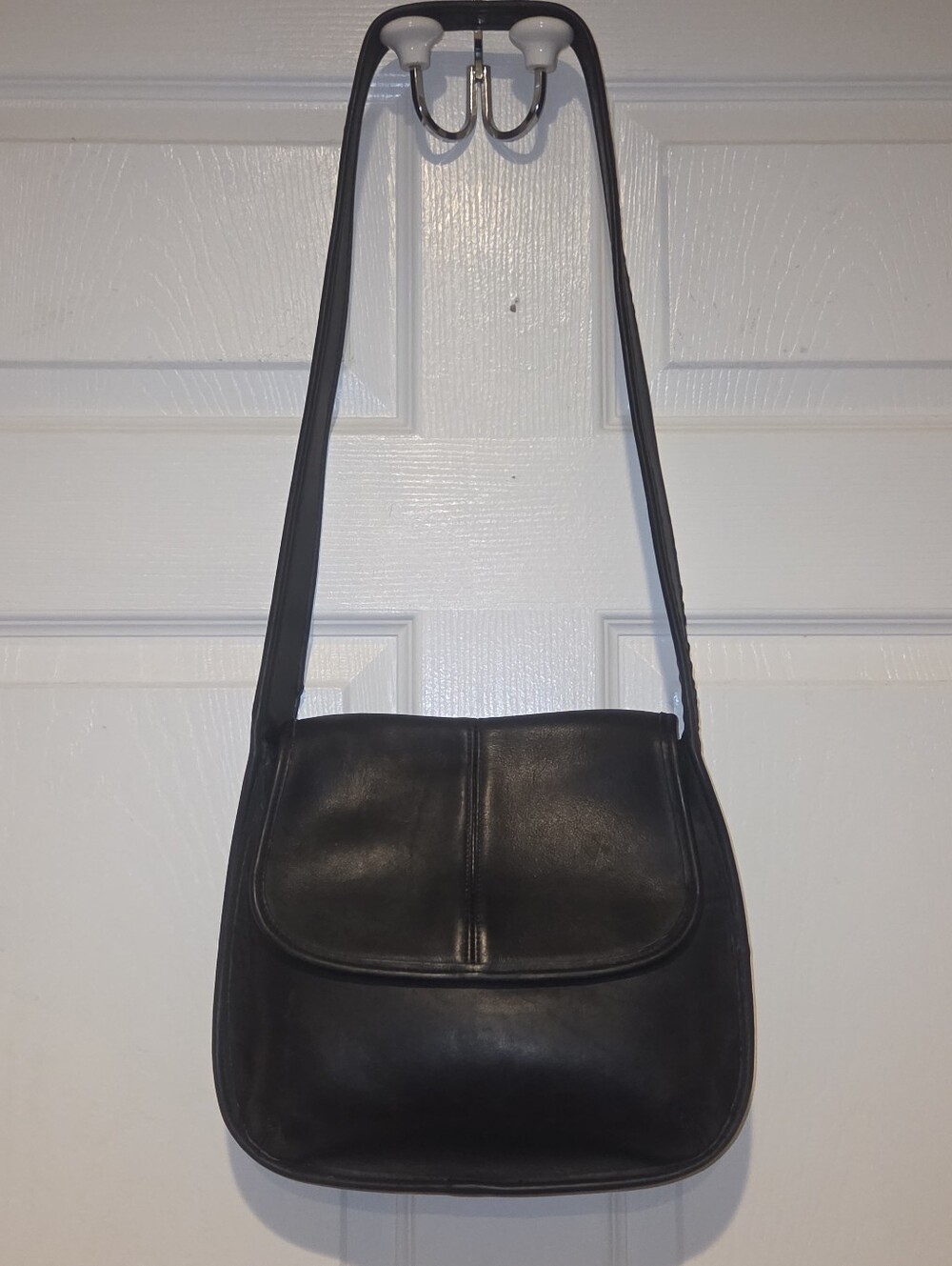Rare Vintage Coach Ergo Flap Crossbody Bag Black Leather Style 9034 Made in USA